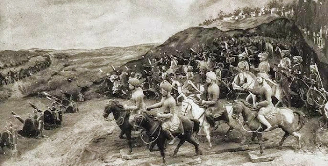 पानीपत का तीसरा युद्ध की पेंटिंग जिसमें मराठा और अहमद शाह अब्दाली की सेनाएं लड़ रही हैं।