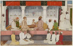 Sayyid Hasan Ali (Abdulla Khan) sitting with his friends