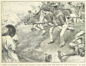 Sketch of the Battle of Miani, 1843, between British forces and the Sindhi army.