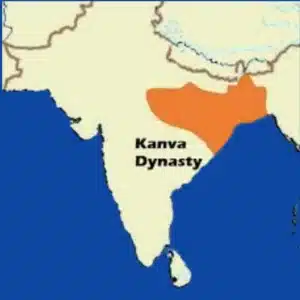 Map showing the territorial extent of the Kanyv dynasty in ancient India, highlighting regions ruled by Kanyv kings.