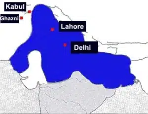Map of Delhi Sultanate under Iltutmish's rule