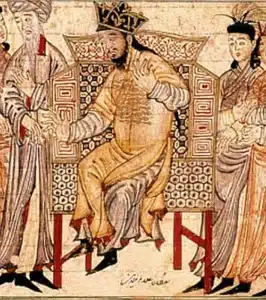 अलाउद्दीन (अली गुरशास्प) को नव सिंहासनारूढ़ के साथ।