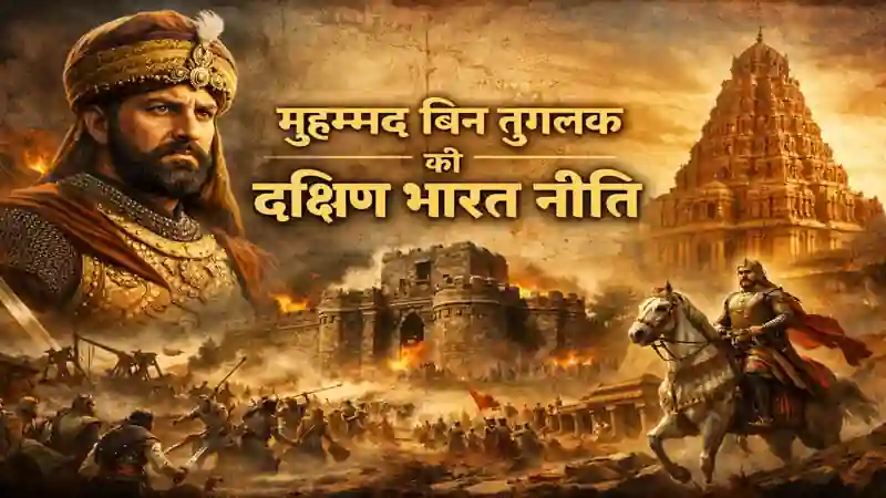 मुहम्मद बिन तुगलक की दक्षिण भारत नीति दर्शाता ऐतिहासिक दृश्य